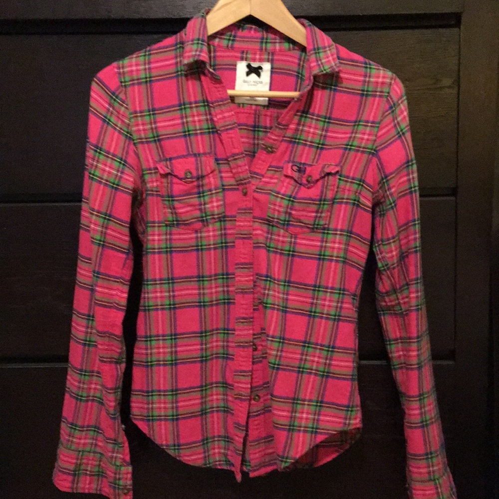 Gilly Hicks Pink Flannel Button Down Shirt